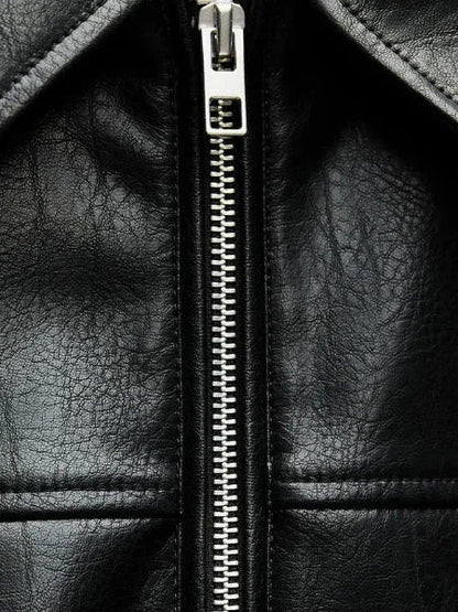 Velina Moda | Faux Leather Bomber Jacket