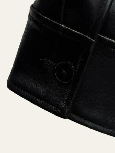 Velina Moda | Faux Leather Bomber Jacket
