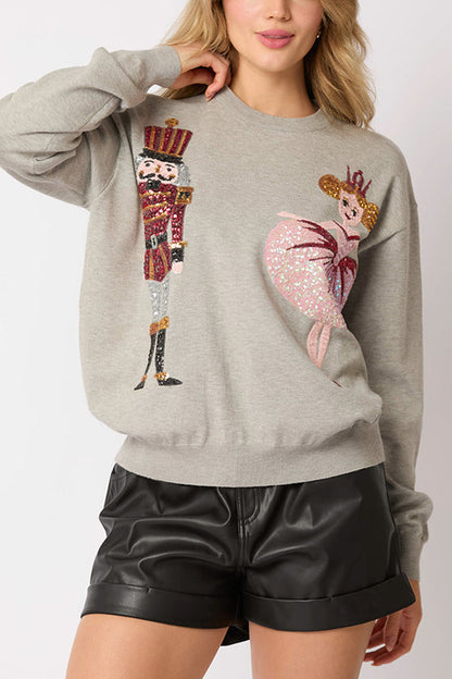 Velina Moda | Christmas Soldier Sequin Fashion Casual Sweatshirt