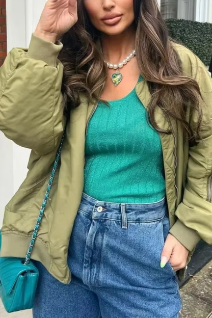 Velina Moda | Bomber Loose Biker Jacket