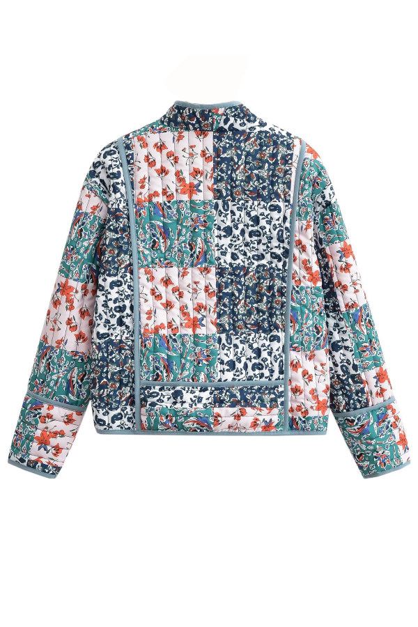 Velina Moda | Printed Loose Casual Cardigan Short Quilted Cotton Jacket