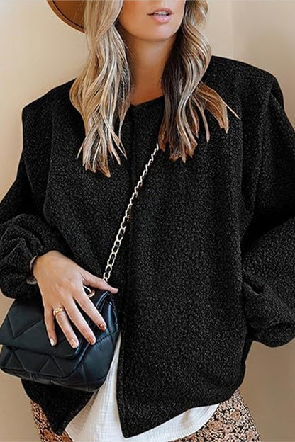 Velina Moda | Velvet Balloon Sleeves Casual Loose Jacket