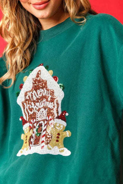 Velina Moda | Christmas Candy House Sequins Casual Loose Sweater