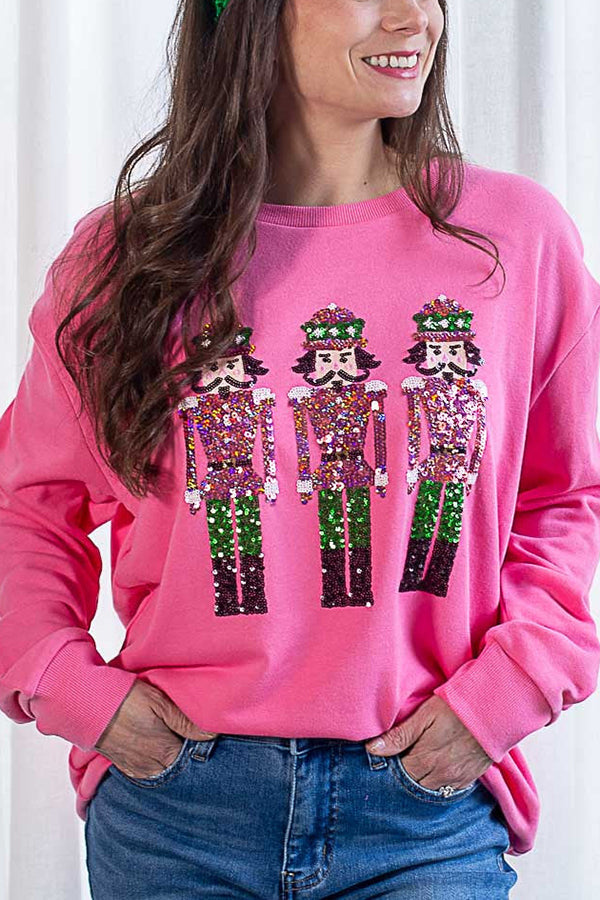 Velina Moda | Christmas Guardian Sequin Loose Casual Sweatshirt