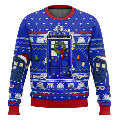 Velina Moda | 3D Christmas sweater - Humorous Tardis design & Warmer comfort for the holidays
