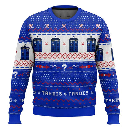 Velina Moda | 3D Christmas sweater - Humorous Tardis design & Warmer comfort for the holidays