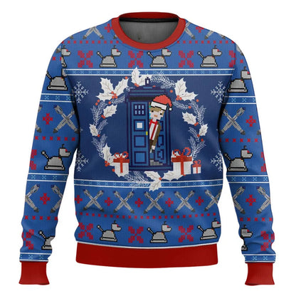 Velina Moda | 3D Christmas sweater - Humorous Tardis design & Warmer comfort for the holidays