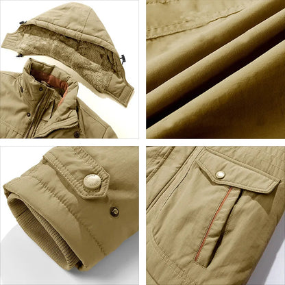 Velina Moda | Men's waterproof winter jacket with hood & thermal lining