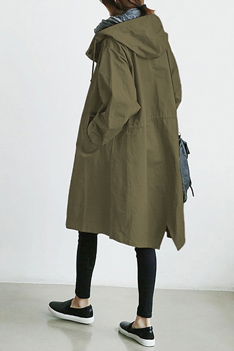 Hooded trench coat for women