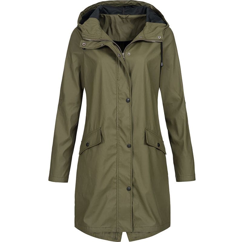 Velina Moda | Women's raincoat with hood & adjustable waistband, waterproof