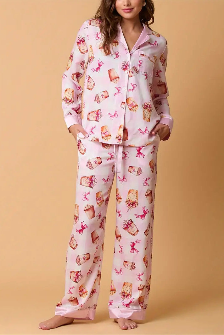 Velina Moda | Christmas Festive Striped Pattern Pajama Set