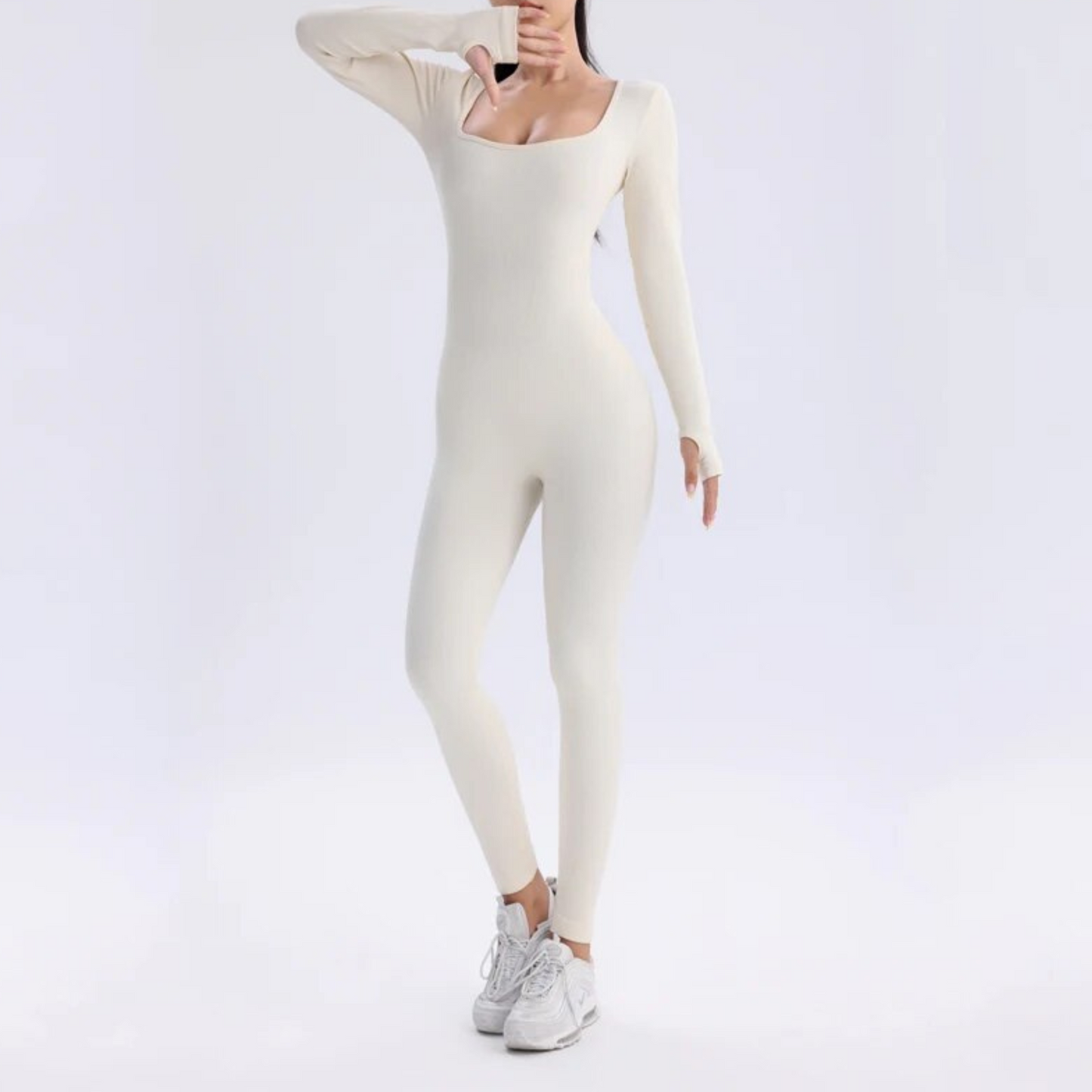 Solid color long sleeve jumpsuit sports overall