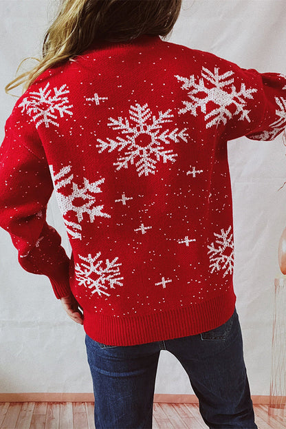 Velina Moda | Christmas Pattern Knitted Round Neck Long Sleeve Sweater