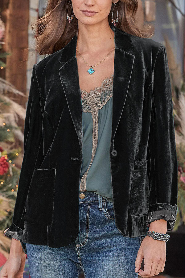 Velina Moda | Velvet Cropped Top Small Blazer