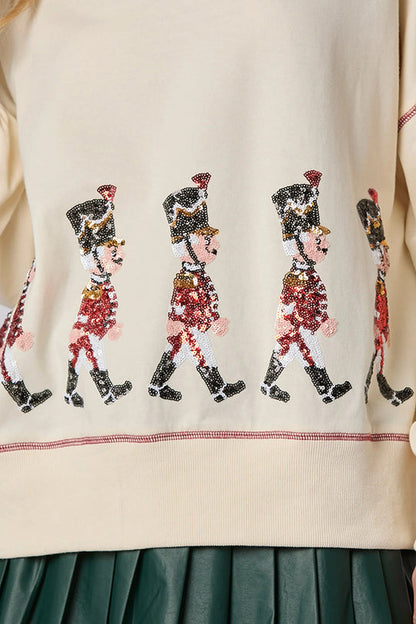 Velina Moda | Christmas Soldier Sequins Long Sleeve Casual Sweatshirt