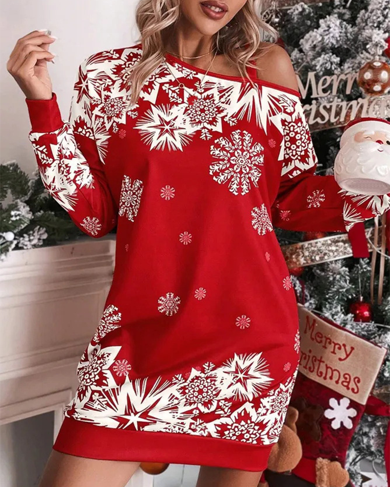 Velina Moda | Asymmetrical Shoulder Christmas Dress