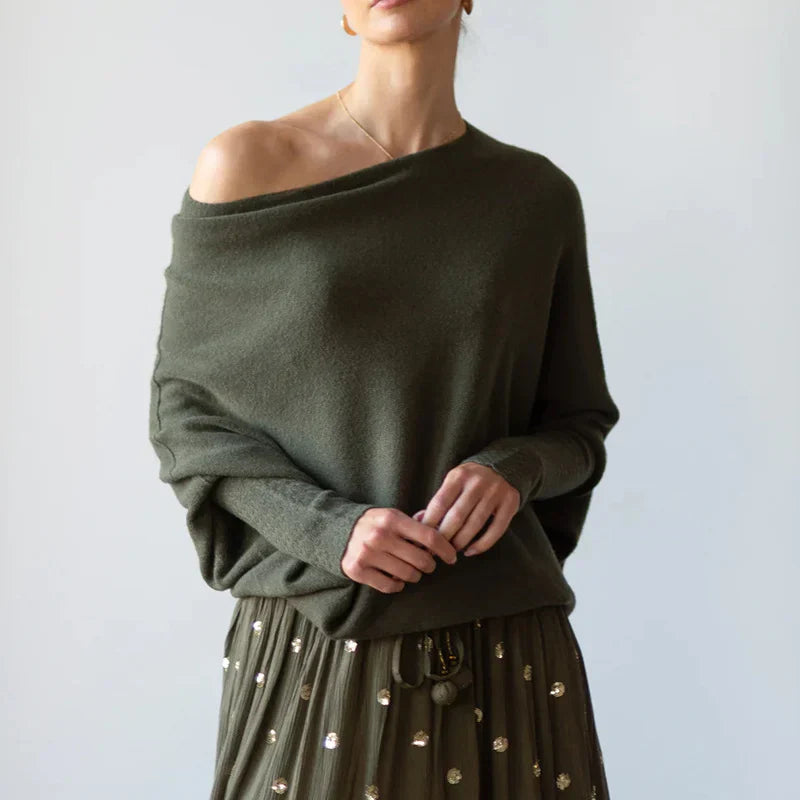 Asymmetrical draped sweater