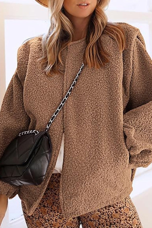 Velina Moda | Velvet Balloon Sleeves Casual Loose Jacket