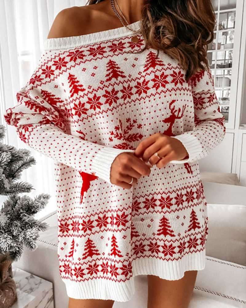 Velina Moda | Christmas Loose Knit Long Sleeve Top