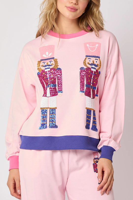 Velina Moda | Santa Sequins Leisure Sweatshirt and Elastic Waist Loose Pocket Pants Set