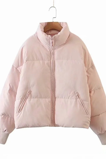 Velina Moda | Collar Zipper Pocket Thick Warm Cotton Jacket