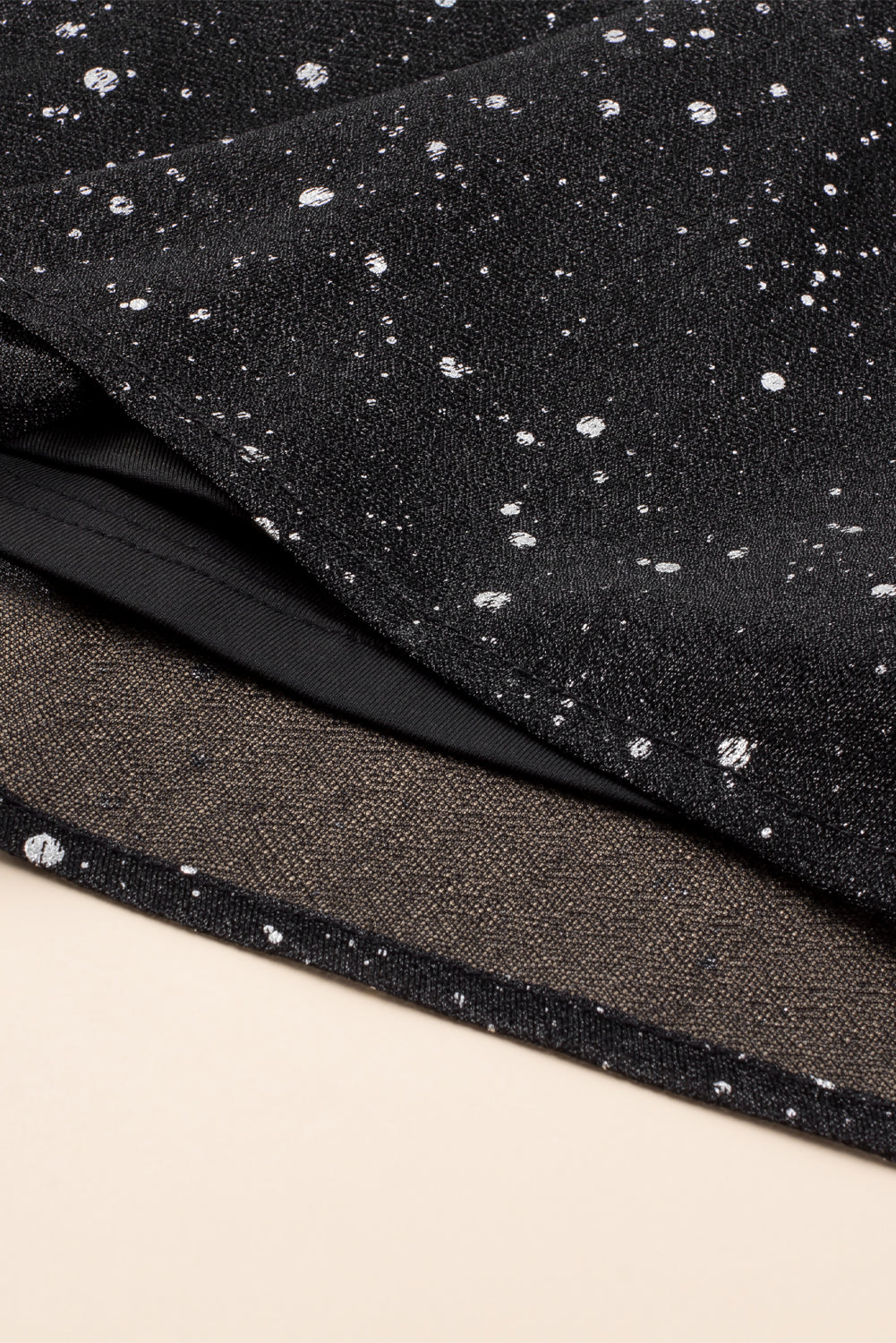 Elegant shiny black dress with mesh