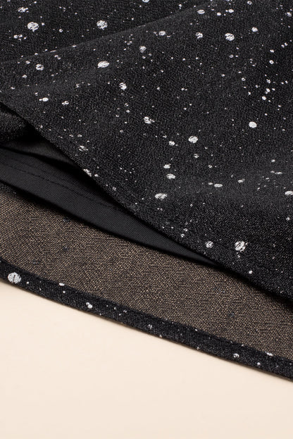 Elegant shiny black dress with mesh