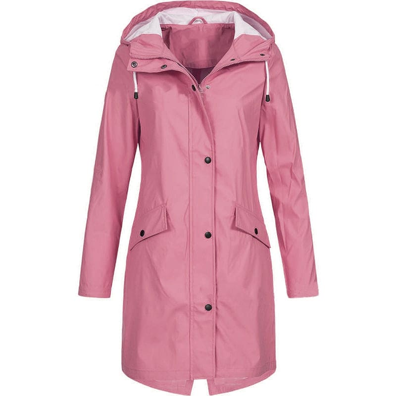 Velina Moda | Women's raincoat with hood & adjustable waistband, waterproof