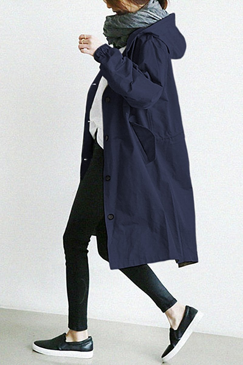 Hooded trench coat for women
