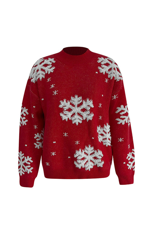 Velina Moda | Turtleneck Christmas Print Knitted Sweater