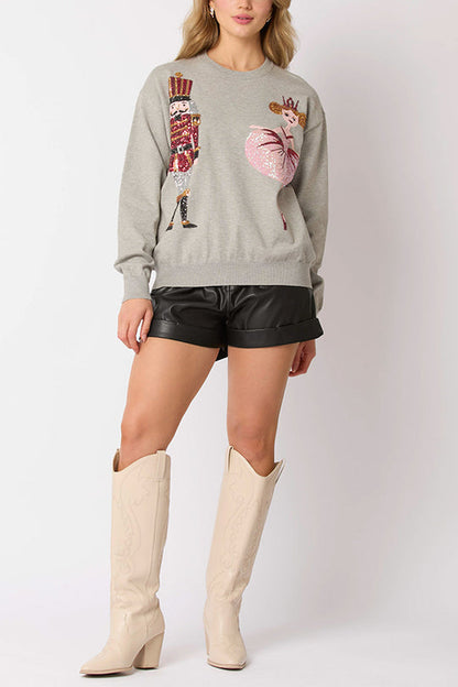 Velina Moda | Christmas Soldier Sequin Fashion Casual Sweatshirt