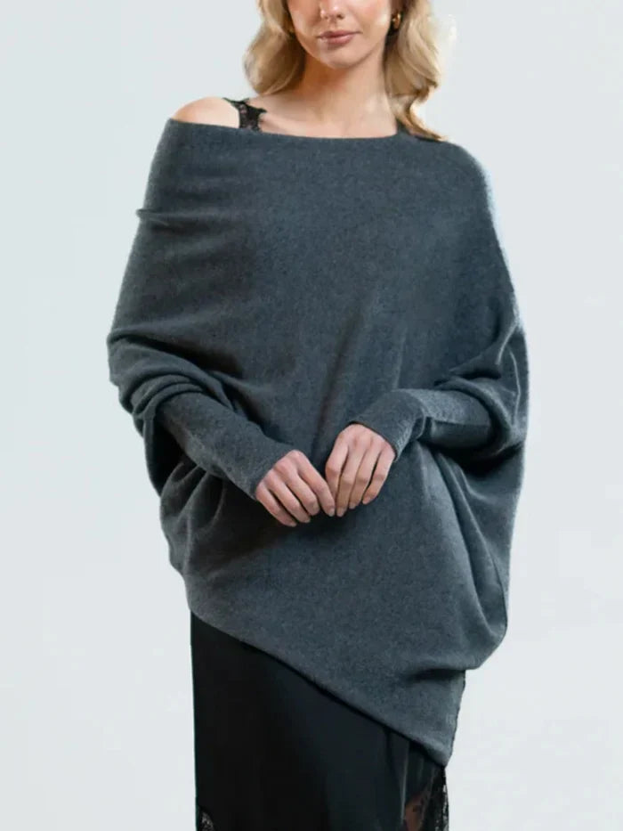 Asymmetrical draped sweater