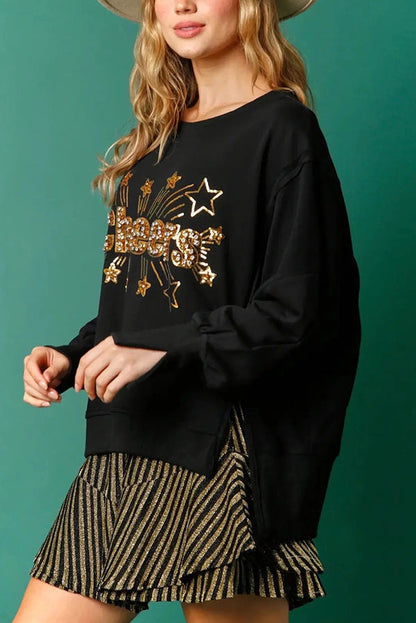 Velina Moda | Christmas Sequins Casual Round Neck Long Sleeve Sweatshirt