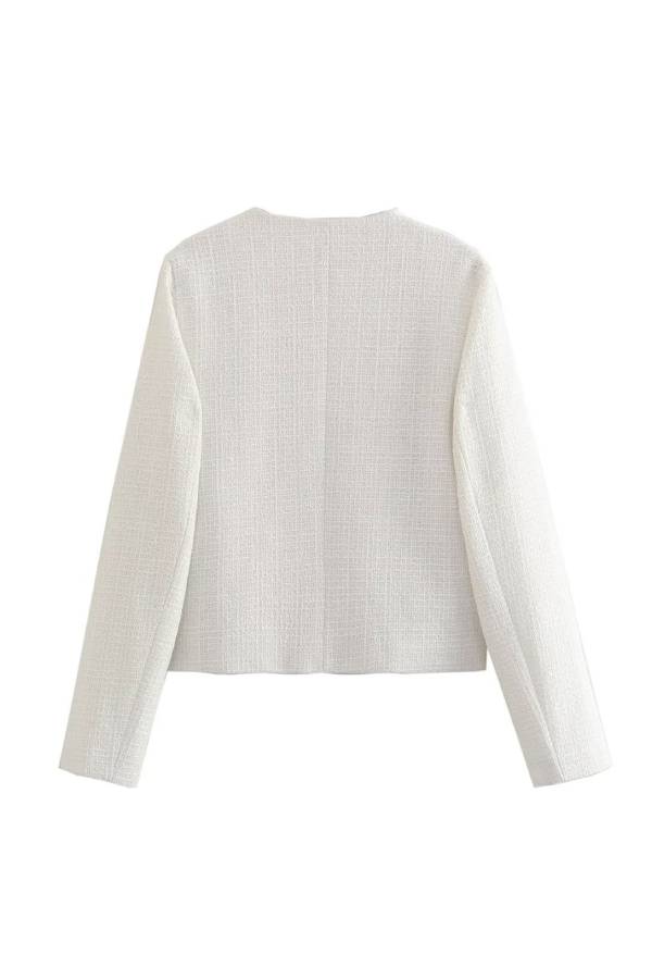 Velina Moda | Neck Slim Fit Colorblock Women'S Button Jacket