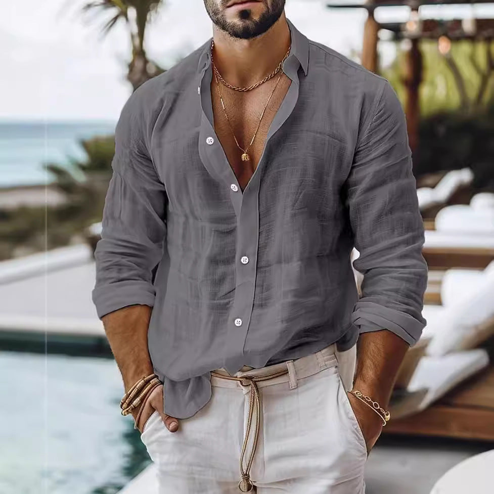 Mateo - Camisa de Lino Gris