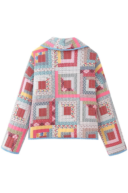 Velina Moda | Quilted Colorblock Check Cotton Jacket
