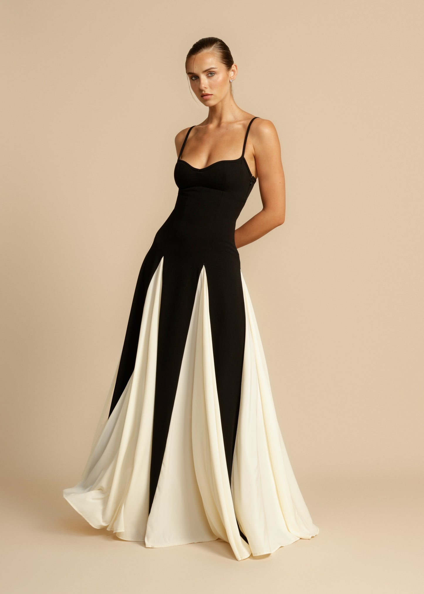 Spaghetti straps Block color maxi dress