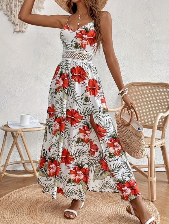 Isla – Long floral dress with side slit