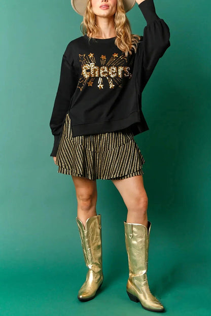 Velina Moda | Christmas Sequins Casual Round Neck Long Sleeve Sweatshirt