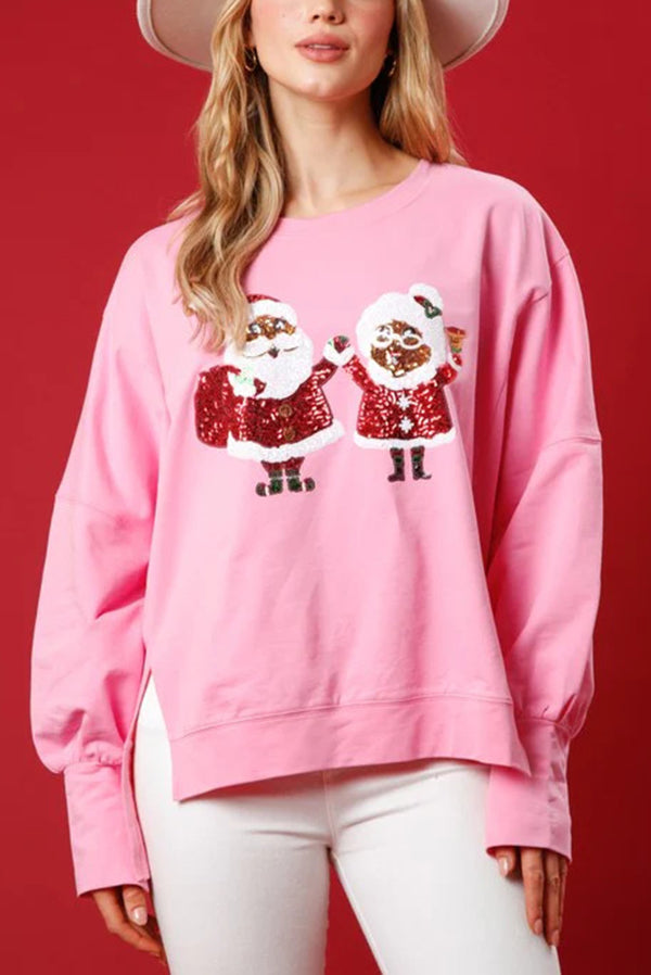 Velina Moda | Santa Sequins Casual Loose Long Sleeve Sweatshirt