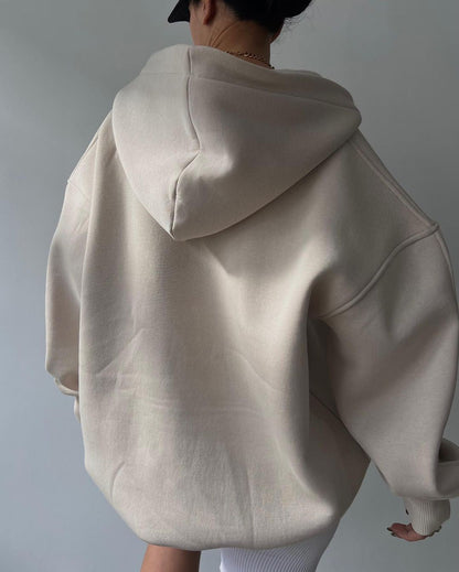 Oversized Winter Sweatshirt with Open Neck and Dropped Shoulders