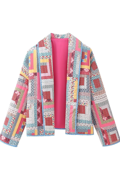 Velina Moda | Quilted Colorblock Check Cotton Jacket