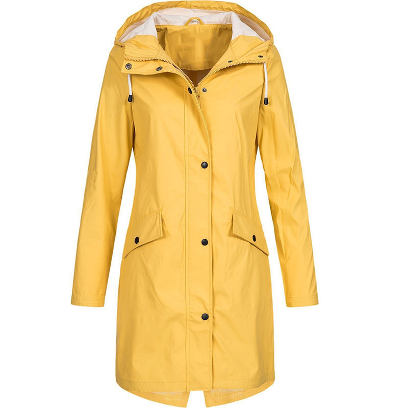 Velina Moda | Women's raincoat with hood & adjustable waistband, waterproof
