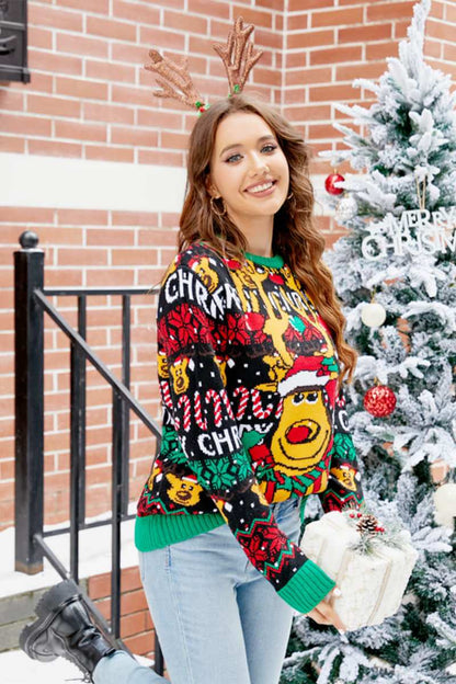 Velina Moda | Christmas Cartoon Reindeer Sweater
