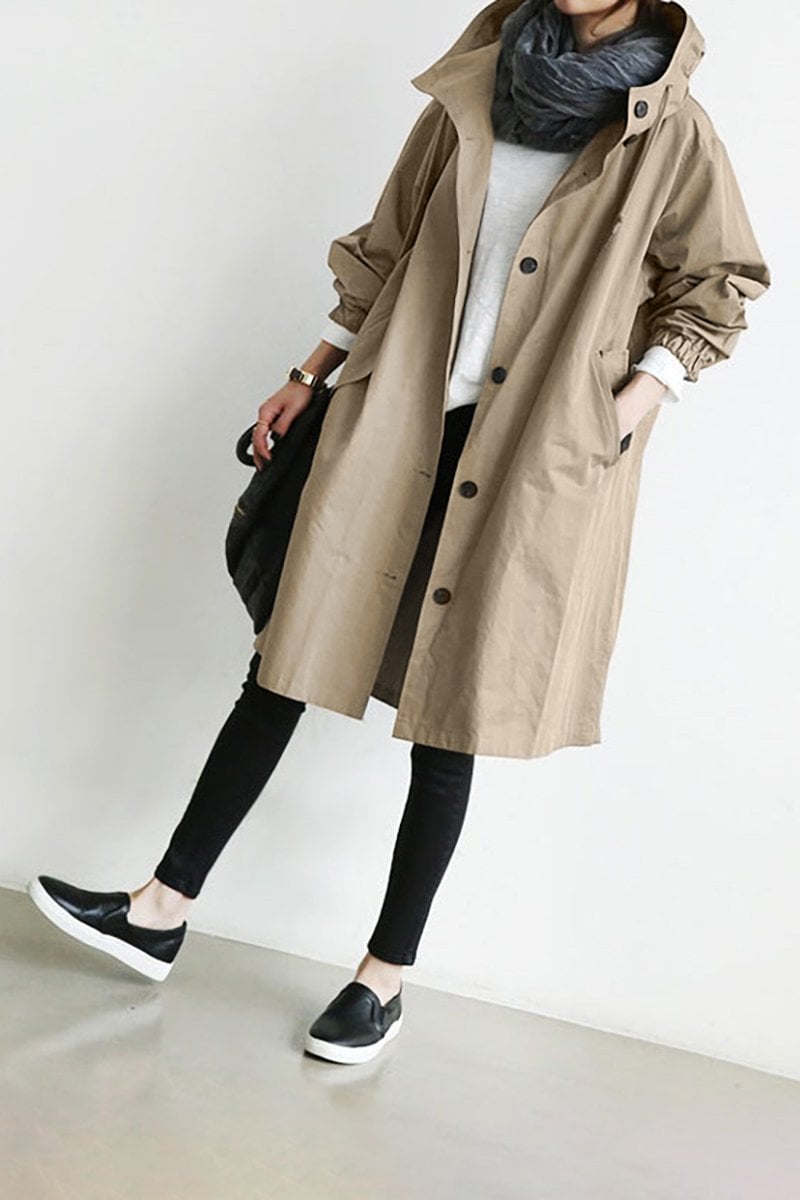 Hooded trench coat for women