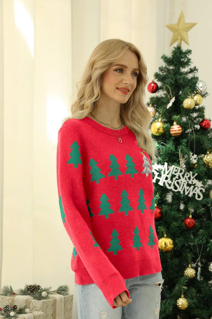 Velina Moda | Sparkling Sequin Christmas Tree Knitted Sweater