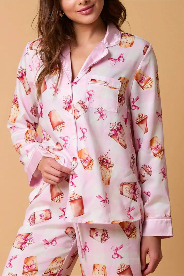 Velina Moda | Christmas Festive Striped Pattern Pajama Set