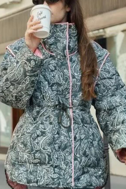 Velina Moda | and Casual Loose Cotton Printed Long Sleeve Jacket