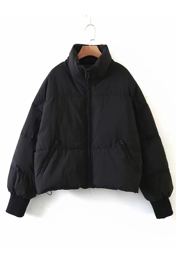 Velina Moda | Collar Zipper Pocket Thick Warm Cotton Jacket