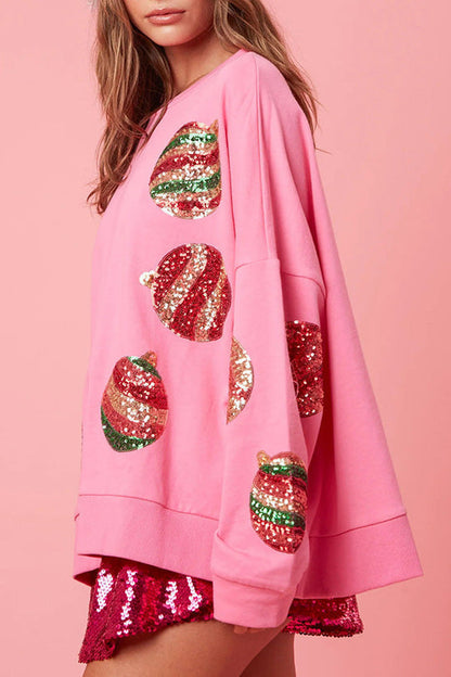 Velina Moda | Christmas Egg Sequin Casual Long Sleeve Sweatshirt